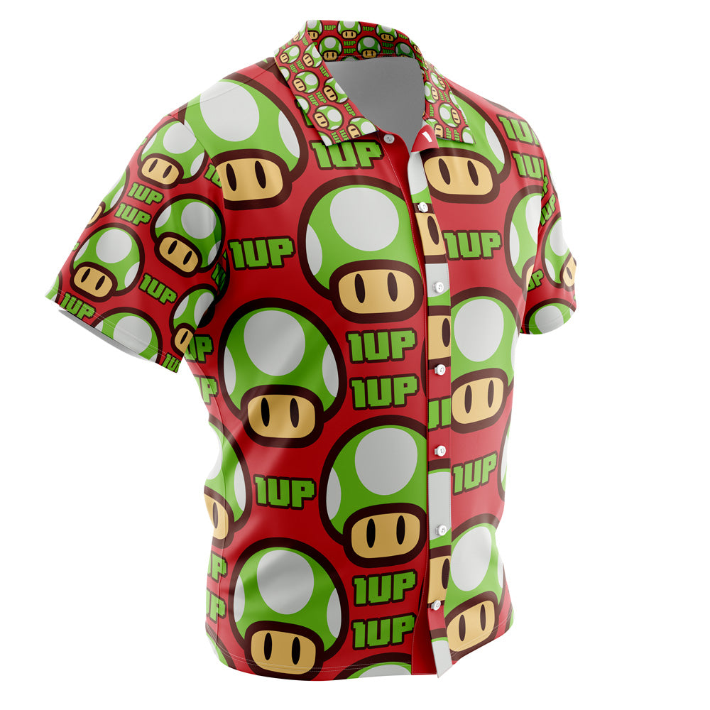 1Up Mushroom Super Mario Bros Button Up Hawaiian Shirt