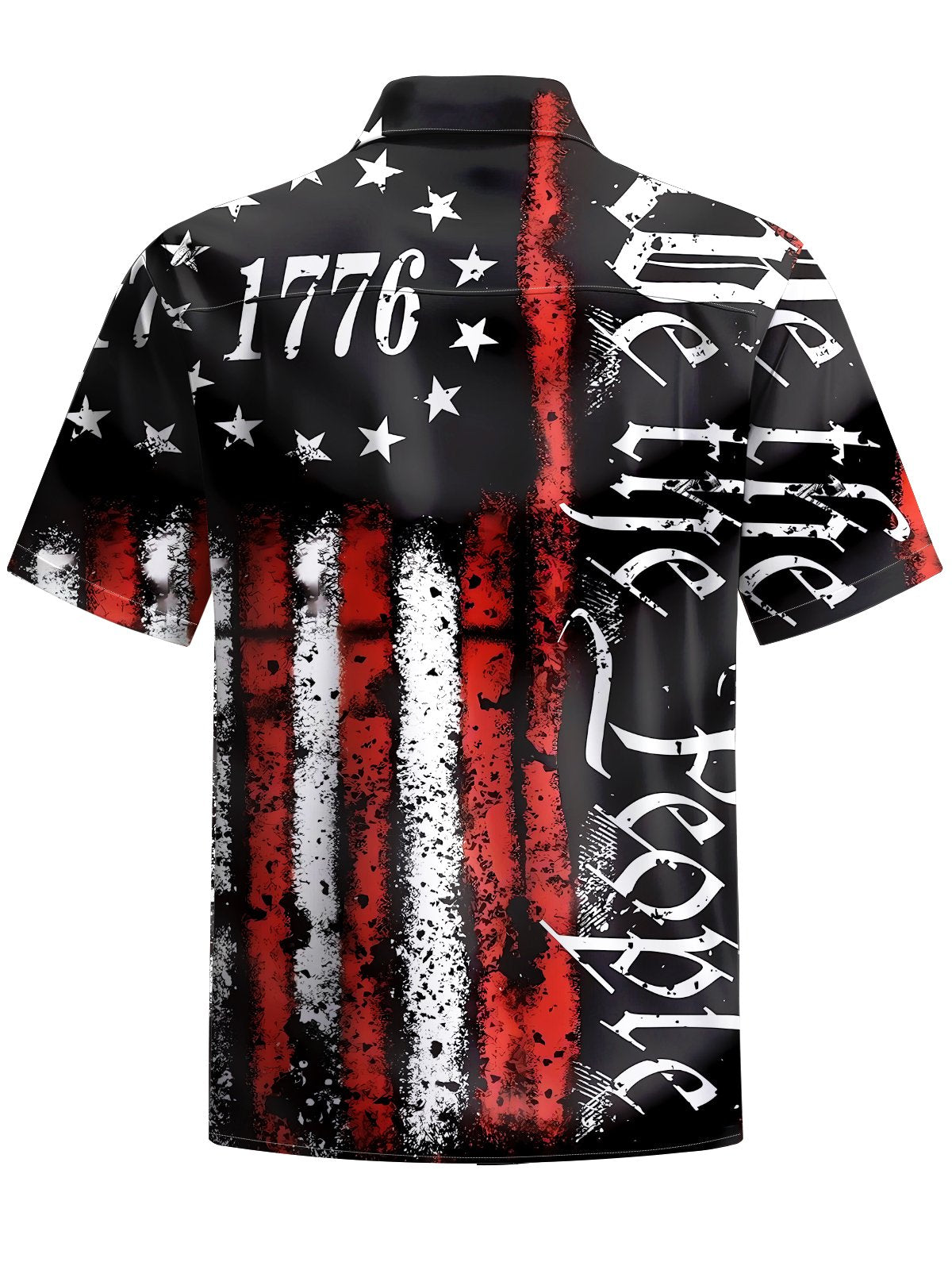 Alohadaddy® Independence Day Flag Printed Pockets Stretch Large Size Men's Short Sleeve Shirt