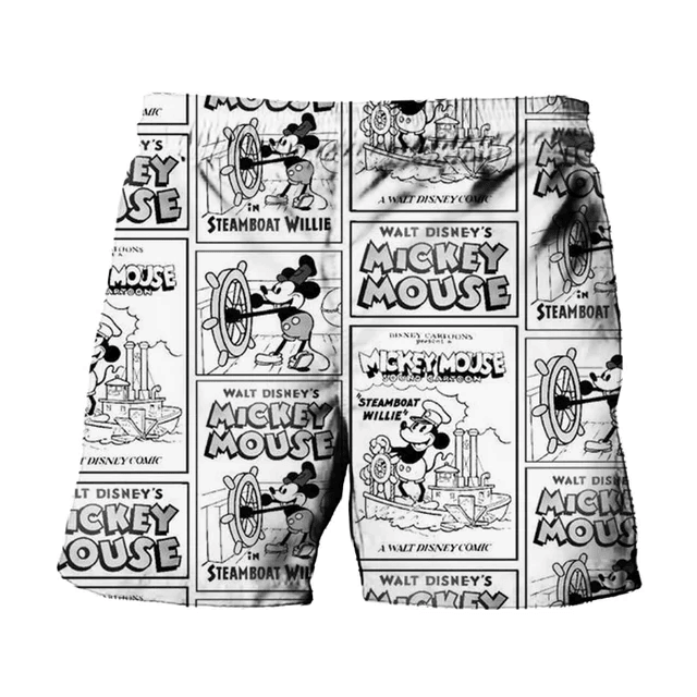 Mickey Mouse Shorts Disney Mickey Mouse in Steamboat Willie Comic Vintage Beach Shorts White
