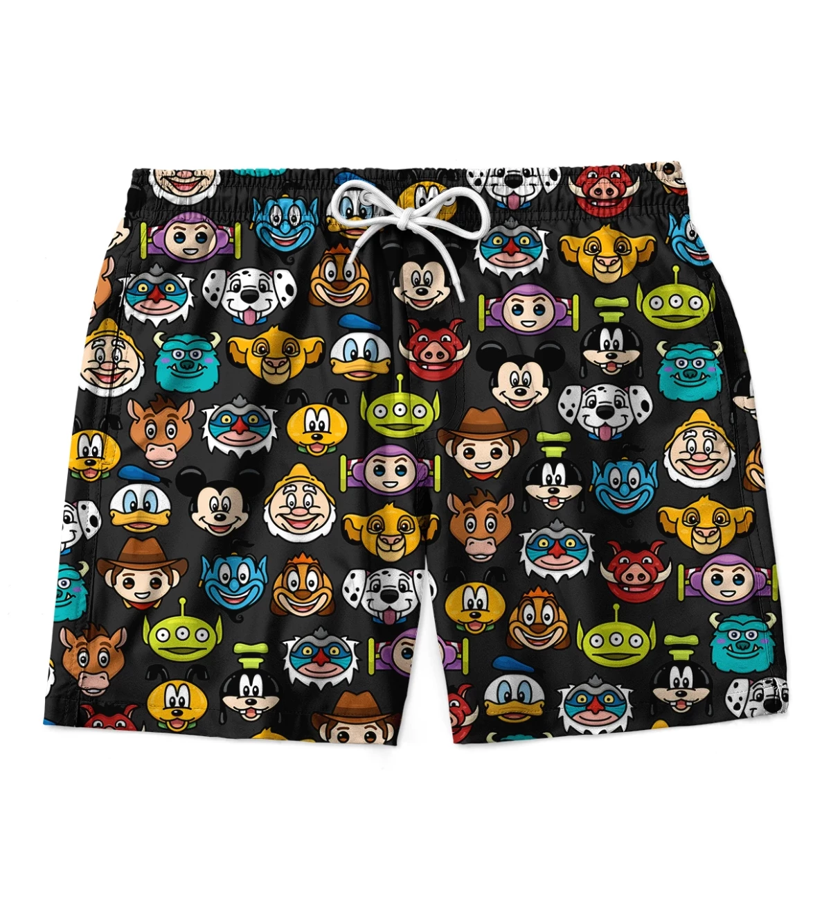 Disney Shorts Disney Characters Chibi Emoji Pattern Beach Shorts Colorful