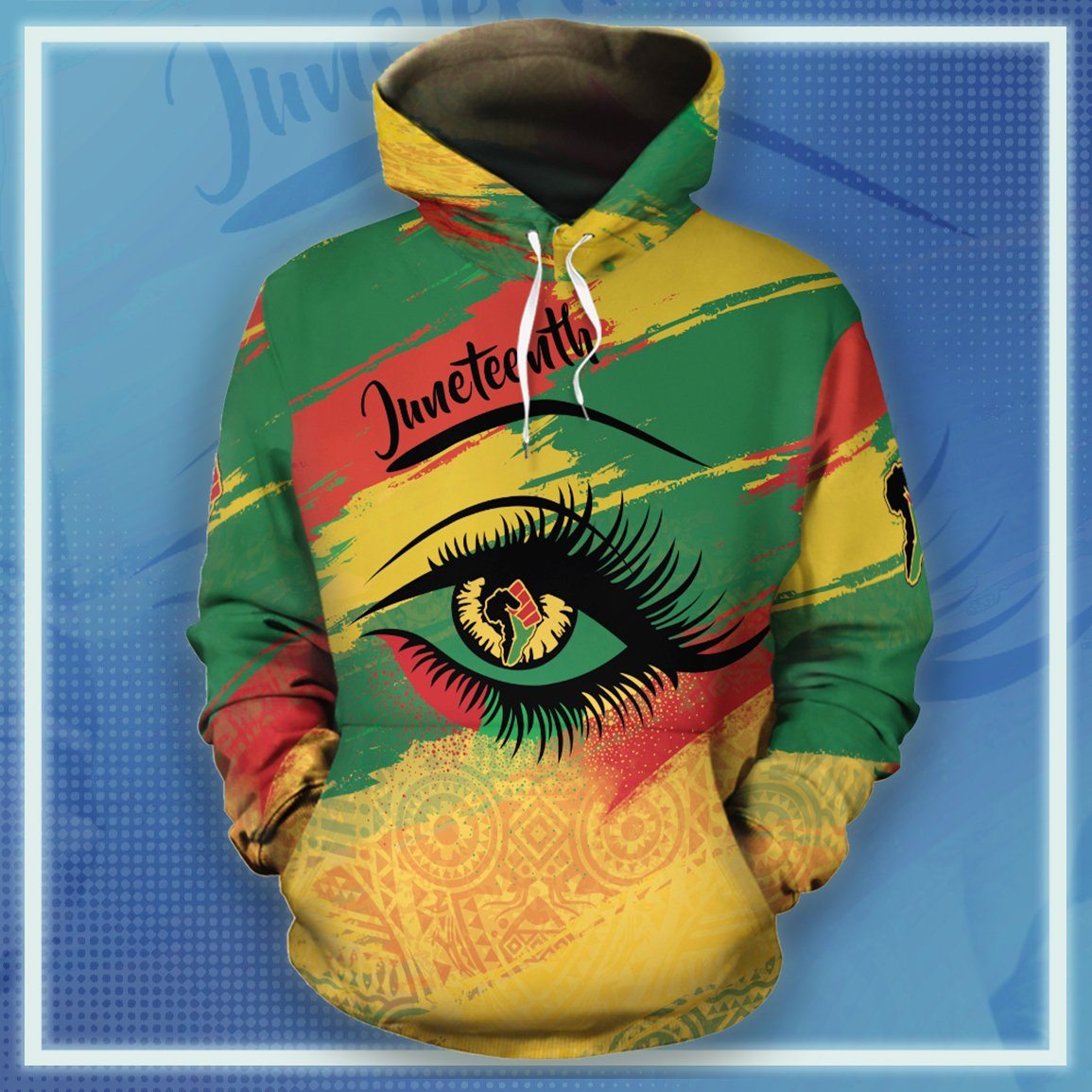 Juneteenth Hoodie The Juneteenth Eye Yellow Red Green Hoodie Apparel Adult Unisex Colorful