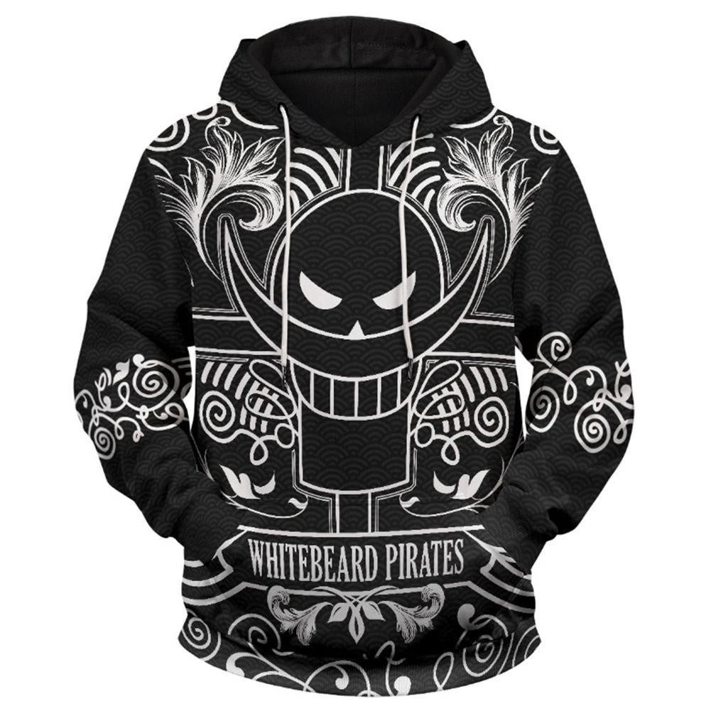 One Piece Hoodie Whitebeard Pirates Child Of Whitebeard Black White Hoodie One Piece Hoodie For Fan