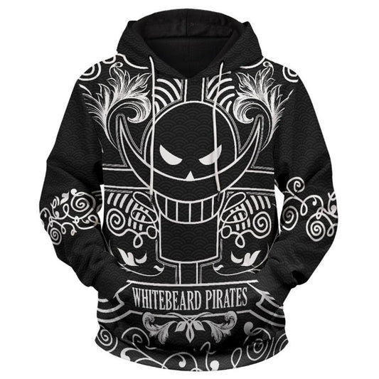 One Piece Hoodie Whitebeard Pirates Child Of Whitebeard Black White Hoodie One Piece Hoodie For Fan