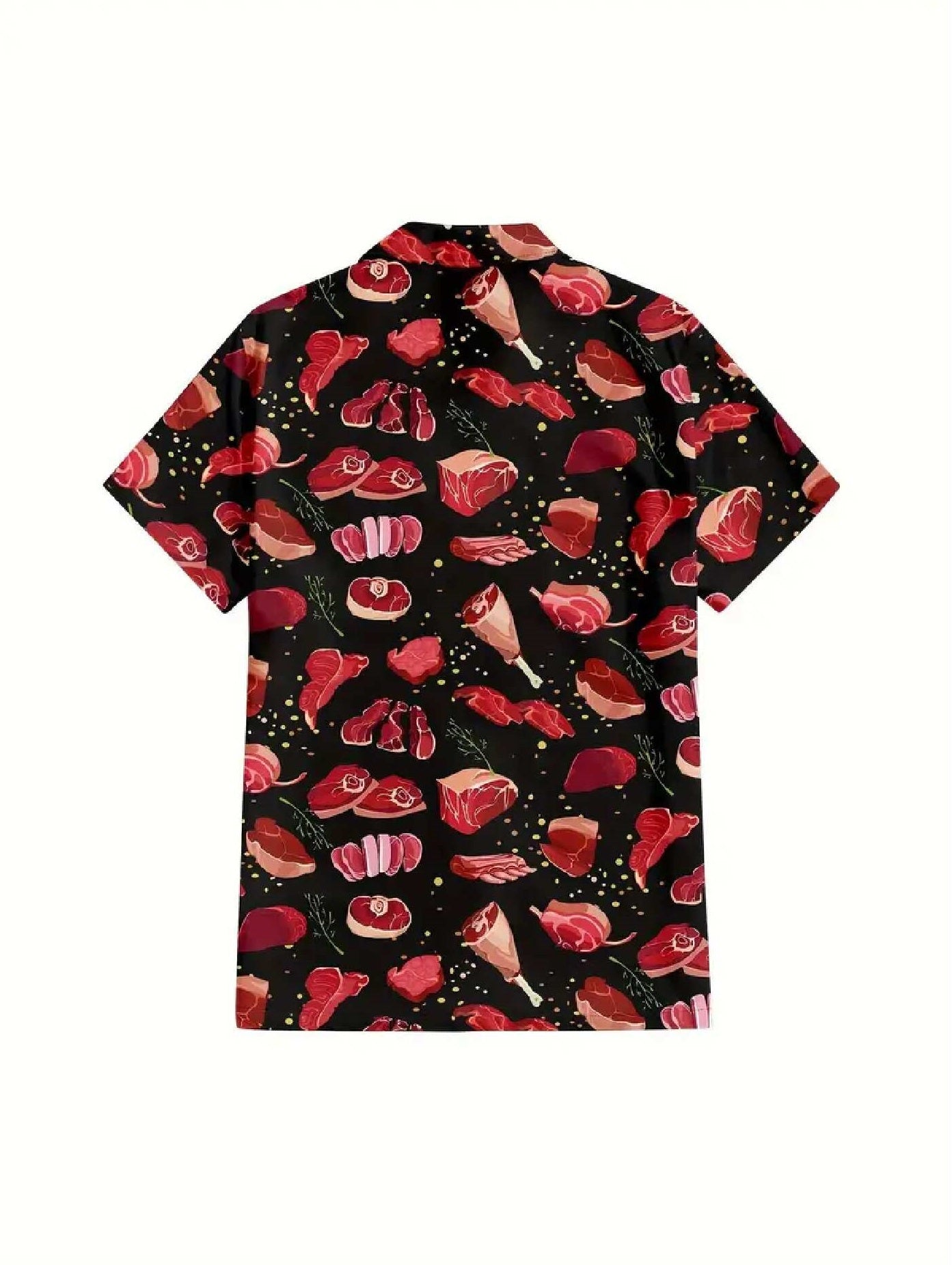 NoClaws Funny Hawaii Shirt Funny All Types Of Meat Pattern Hawaiian Shirt Black Red Unisex