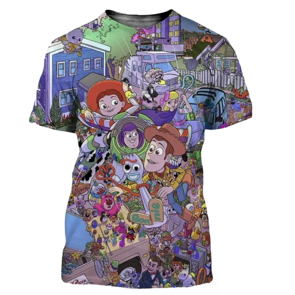 Toy Story T-shirt DN Toy Story 4 Characters Doodle Pattern T-shirt Colorful Unisex