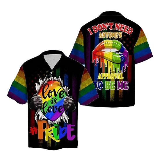 NoClaws NoClaws LGBT Hawaii Shirt I Don't Need Anyones Approval To Be Me Hawaiian Shirt Colorful Unisex