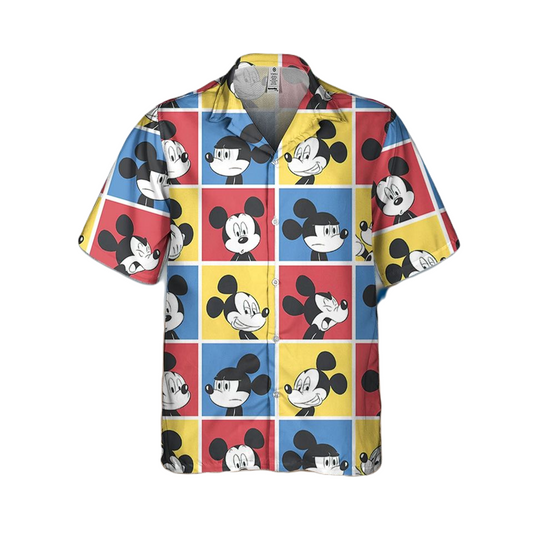 NoClaws MM Hawaii Shirt Disney Vintage Pop Art MM Emotions Pattern Hawaiian Shirt Colorful Unisex