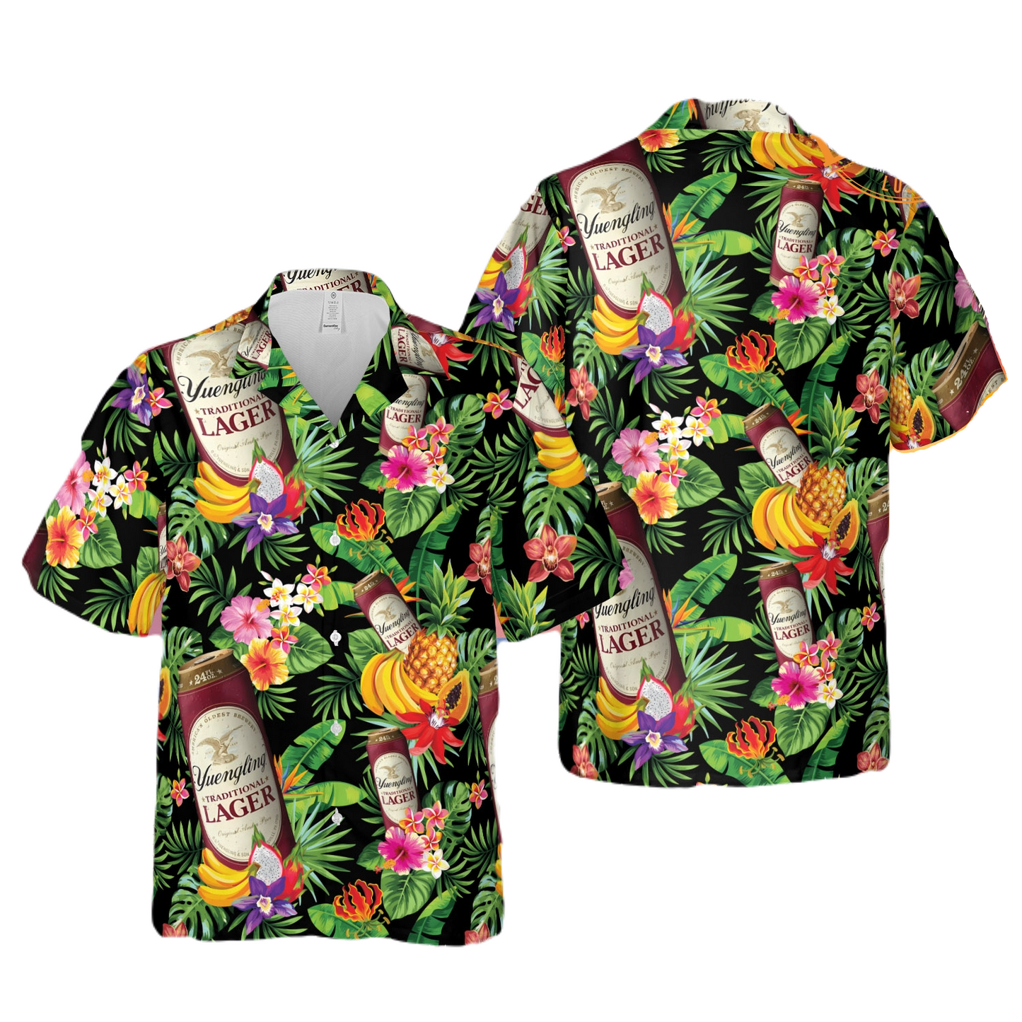NoClaws Yuengling Hawaii Shirt Yuengling Tropical Leaves Flowers Fruits Pattern Hawaiian Shirt Colorful Unisex