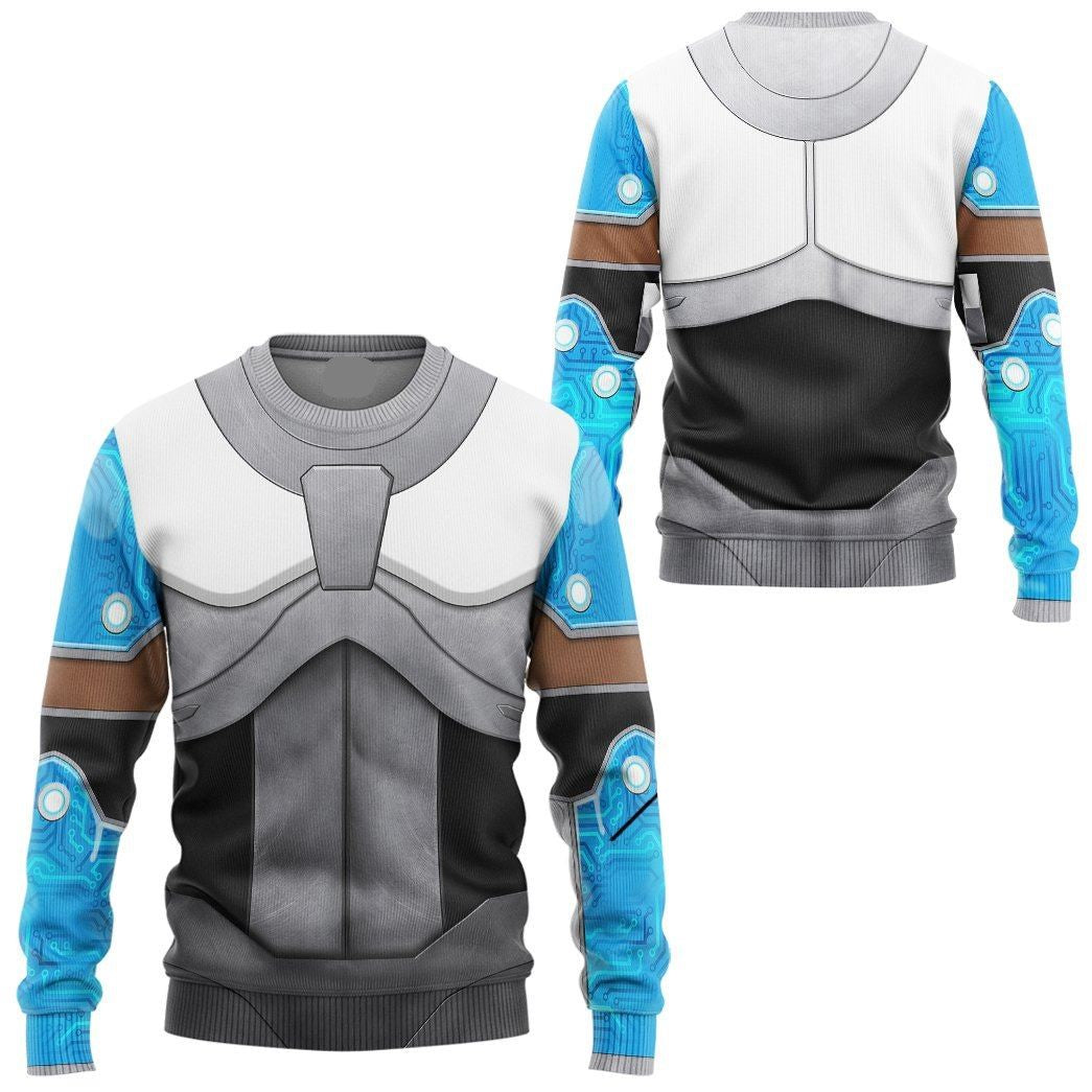 Teen Titan Hoodie Teen Titan Cyborg Cosplay Costume T-shirt Blue Silver Unisex Adults New Release