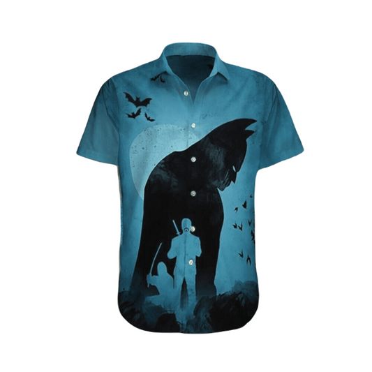 NoClaws Batman Hawaii Shirt DC Batman And Character Silhouette Hawaiian Shirt Black Blue Unisex
