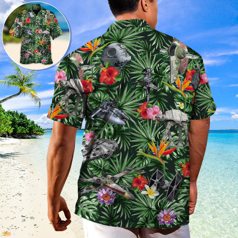 Starwars Space Ships Tropical Forest - Hawaiian Shirt For Men, Women, Kids