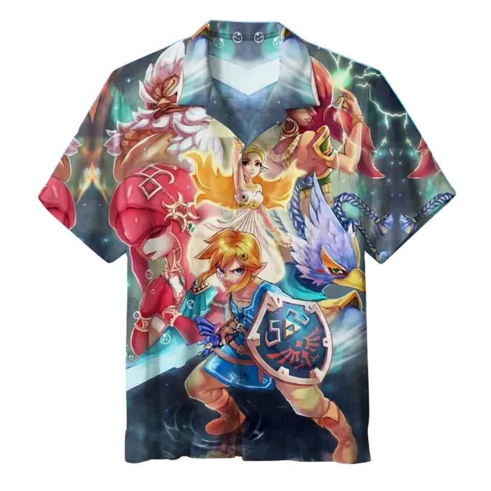 NoClaws Legend Of Zelda Hawaii Shirt Legend Of Zelda Characters Graphic Hawaiian Shirt Colorful Unisex