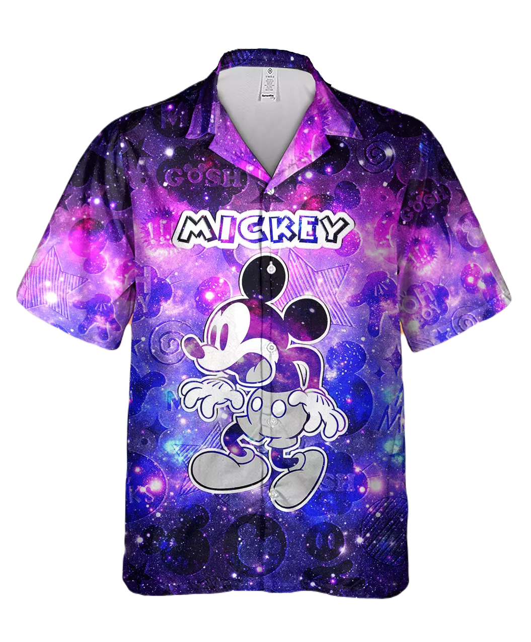 NoClaws MM Hawaii Shirt Disney Gosh MM Galaxy Pattern Hawaiian Shirt Purple Blue Unisex