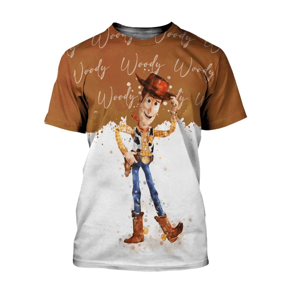 Toy Story T-shirt DN Toy Story Woody Watercolor T-shirt White Brown Unisex