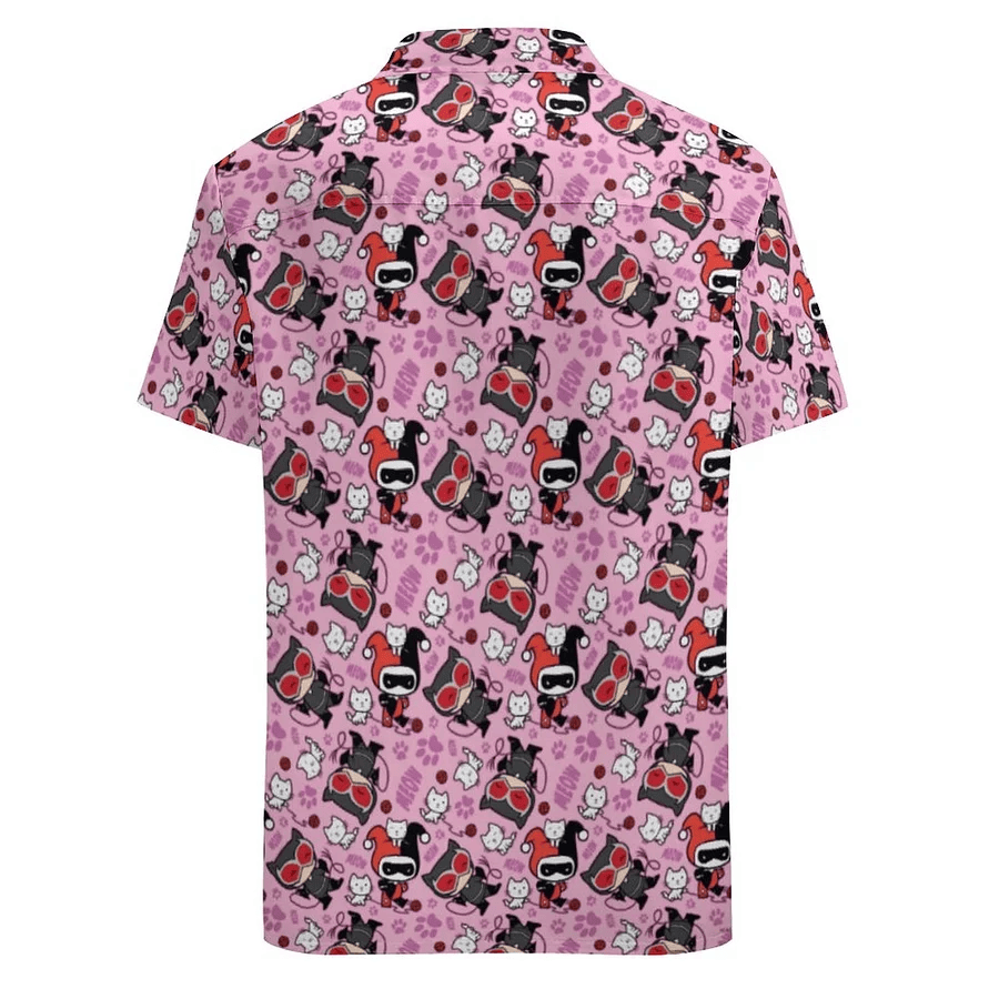 Harley Quinn Hawaii Shirt DC Chibi Catwoman Harley Quinn Kittens Pattern Hawaiian Shirt Pink Unisex
