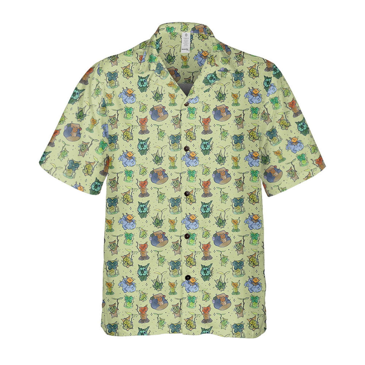 NoClaws Legend Of Zelda Hawaii Shirt Legend Of Zelda Korok Creature Pattern Hawaiian Shirt Green Unisex
