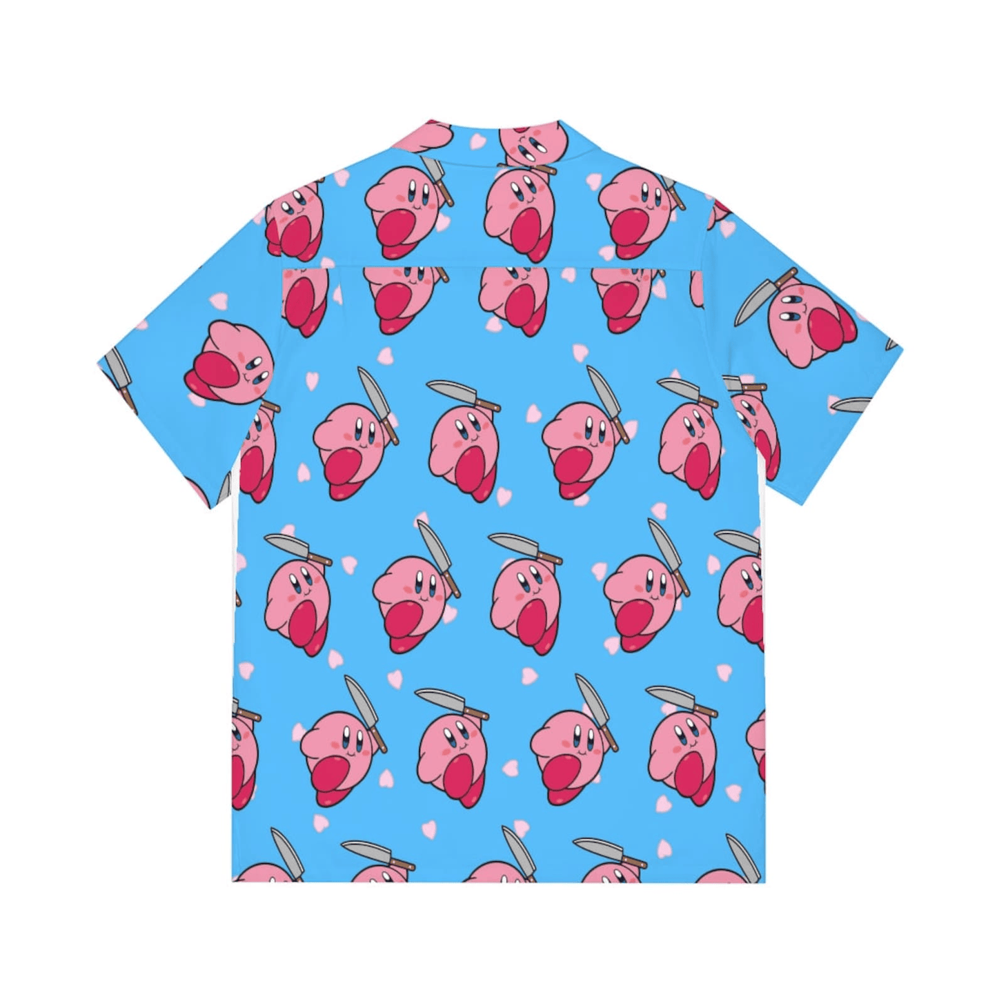 NoClaws NoClaws Kirby Hawaii Shirt Kirby With Knife Pattern Hawaiian Shirt Blue Pink Unisex