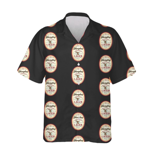 NoClaws Yuengling Hawaii Shirt Yuengling Lager Classic Beer Symbol Pattern Hawaiian Shirt Black Unisex
