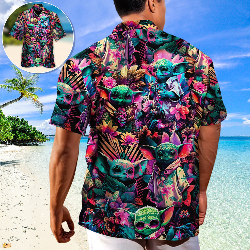 Starwars Baby Yoda Synthwave Cool - Hawaiian Shirt