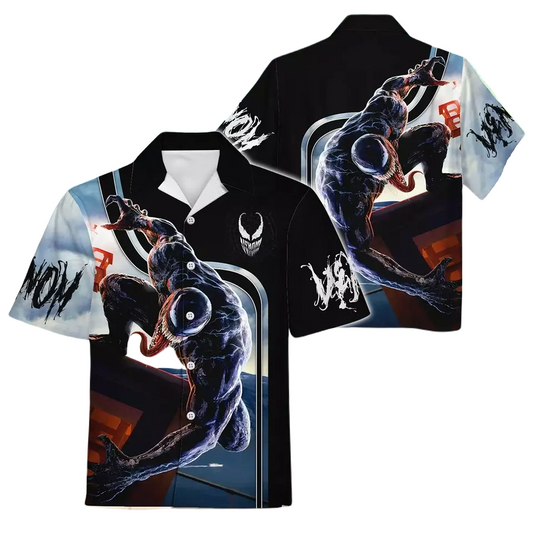 Venom Hawaii Shirt Disney Venom Anti-Hero Character Graphic Hawaiian Shirt Black Unisex