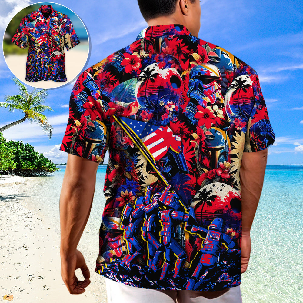 Independence Day Special Stwa Synthwave Tropical Style - Hawaiian Shirt