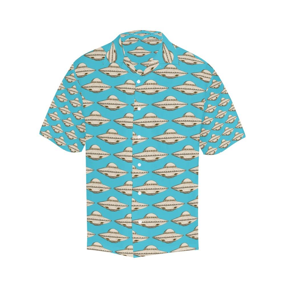Gifury UFO Hawaii Shirt White UFO Pattern Blue Hawaiian Shirt UFO Aloha Shirt 2022