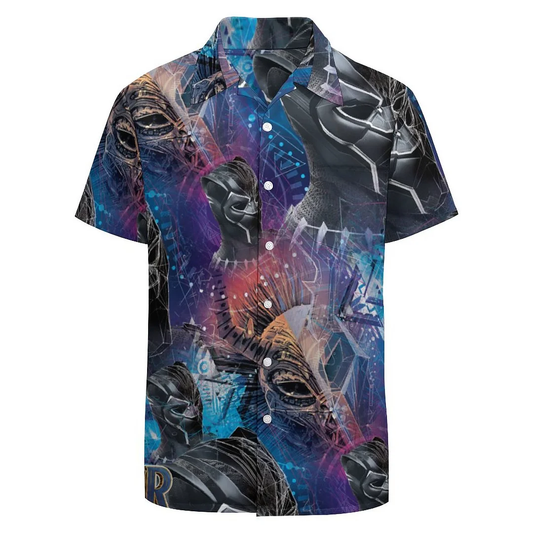 NoClaws Black Panther Hawaii Shirt Marvel Black Panther Mask Pattern Aloha Shirt Colorful Unisex Adults New Release