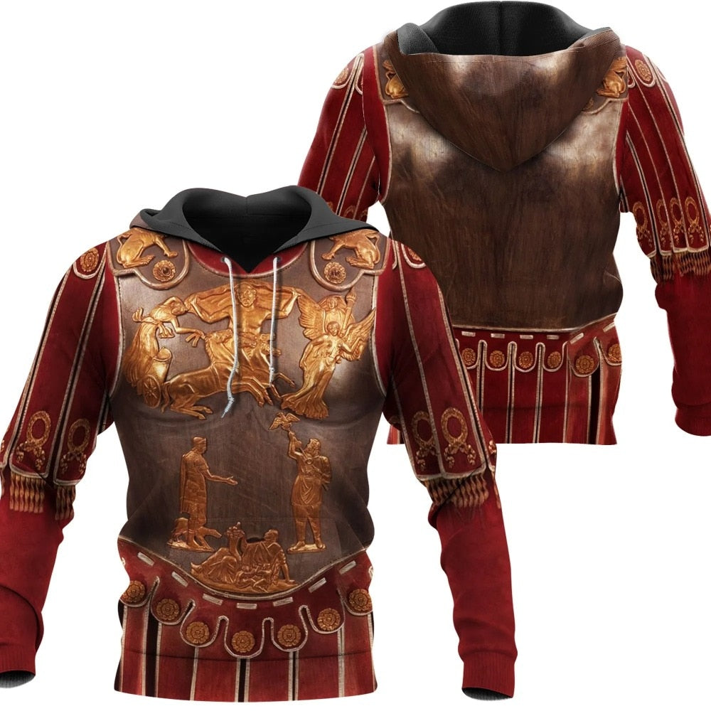 Historical Hoodie Historical Roman Armor Costume Hoodie Red Unisex