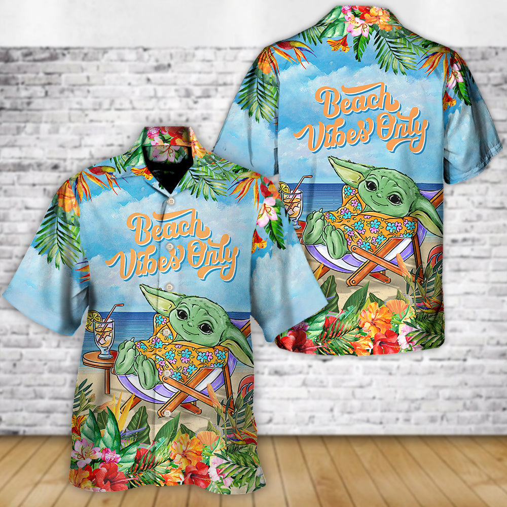 SW Cartoon Baby Yoda Beach Vibes Only - Hawaiian Shirt