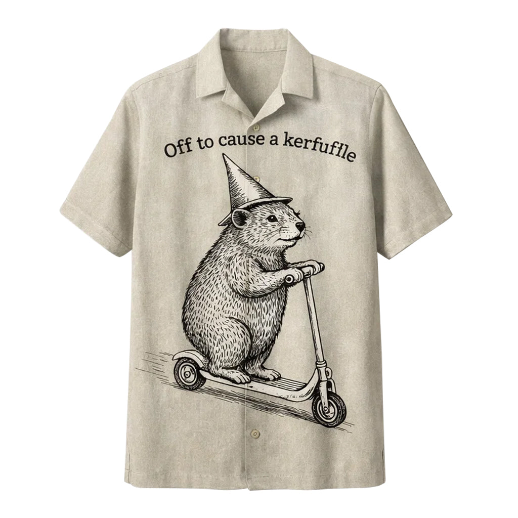 Funny Hamster Hawaiian Shirt, Off to Cause a Kerfuffle Aloha Shirt, Cute Animal Humor Shirt
