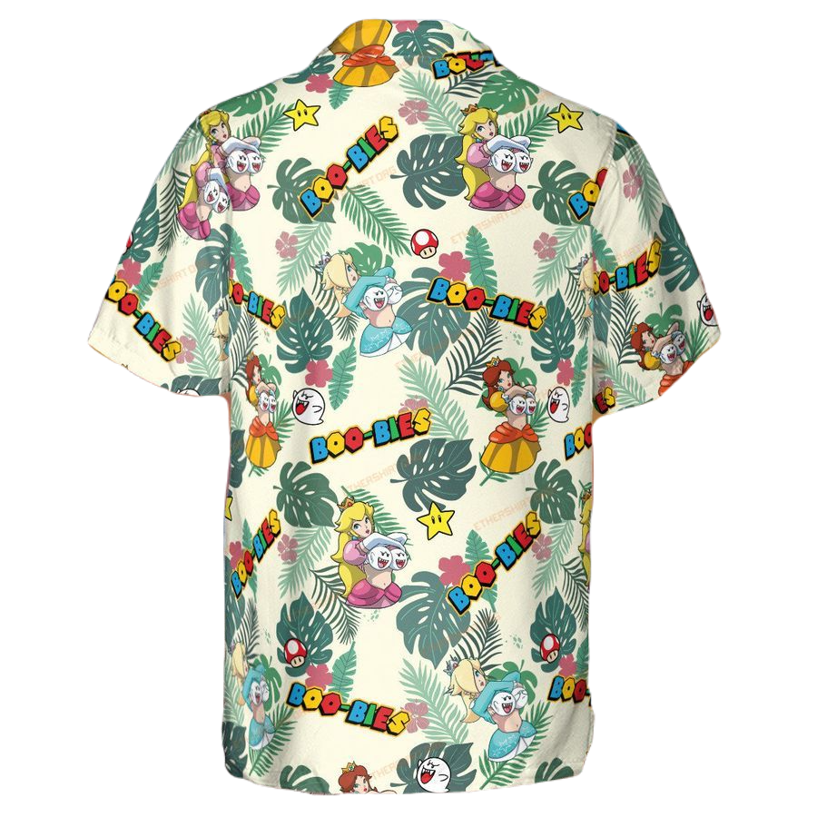 NoClaws Mario Hawaii Shirt Super Mario Boo-Bies Pattern Aloha Shirt Colorful Unisex