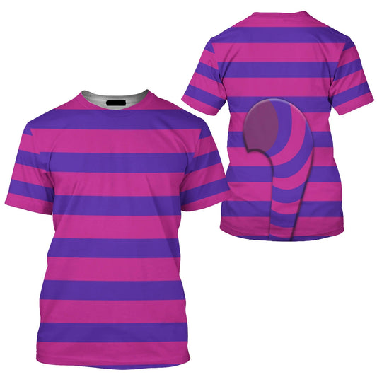 DN T-shirt Cheshire Cat Alice In Wonderland Costume T-shirt Pink Purple Unisex Adults New Release