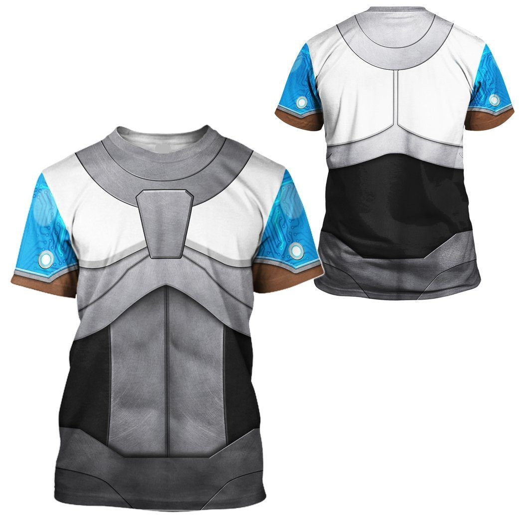 Teen Titan Hoodie Teen Titan Cyborg Cosplay Costume T-shirt Blue Silver Unisex Adults New Release
