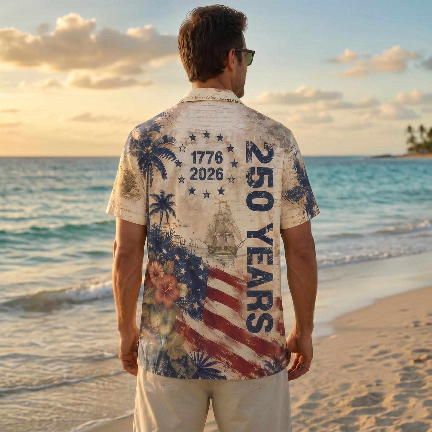 250 Years Vintage US Independence Day Hawaiian Shirt, USA 250th Anniversary AOP Hawaii Shirt 685245