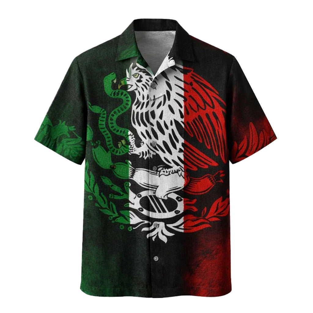 Mexico Flag Eagle Hawaiian Shirt, Mexican Pride Aloha Shirt, Patriotic Vintage Shirt