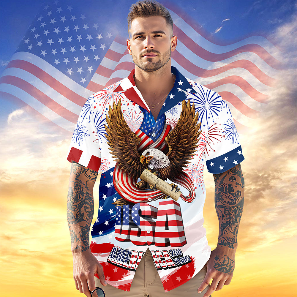America 250 Years 1776-2026 - Hawaiian Shirt - Gift for Dad, Husband, Grandpa HN02