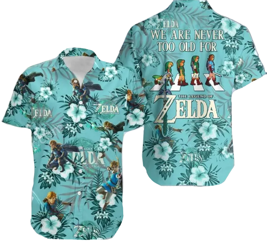 NoClaws Legend Of Zelda Hawaii Shirt We Are Never Too Old For Zelda Hawaiian Shirt Blue Unisex