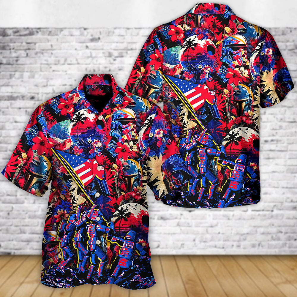 Independence Day Special Stwa Synthwave Tropical Style - Hawaiian Shirt