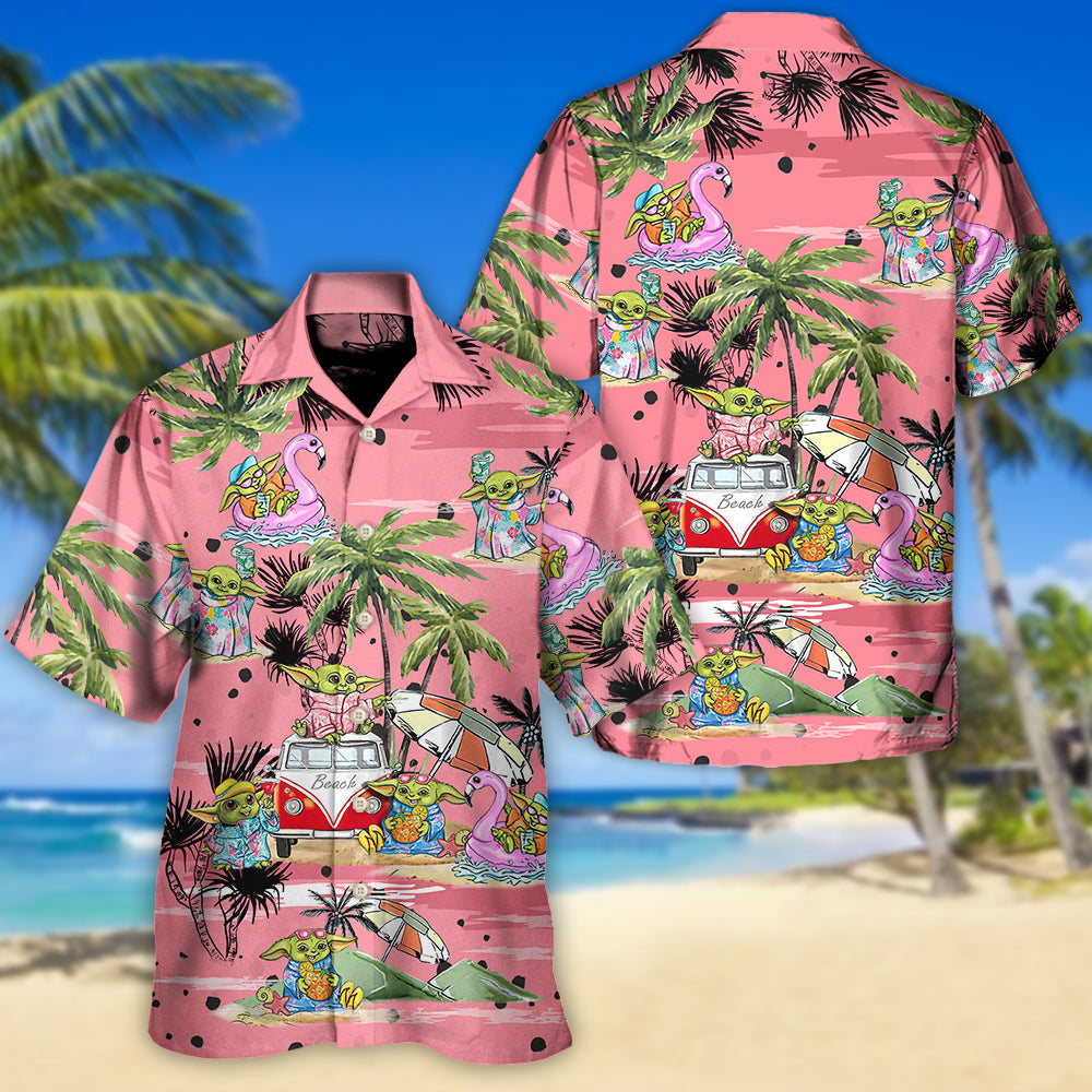 SW Cartoon Baby Yoda Pink - Hawaiian Shirt