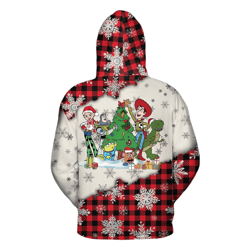 Toy Story Hoodie DN Toy Story Characters Christmas Pattern Hoodie White Red Unisex