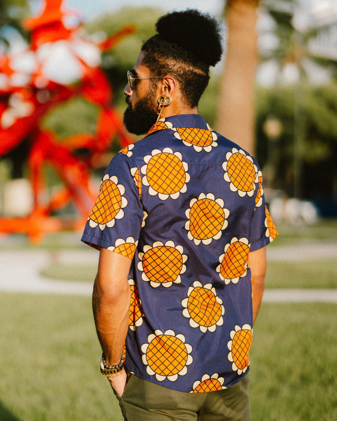 Navy Blue Monkey D. Luffy Lucy Dressrosa One Piece Button Up Hawaiian Shirt