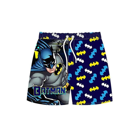 Batman Shorts Comic Batman Graphic and Symbol Pattern Beach Shorts Blue Yellow