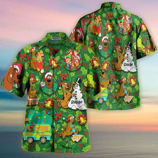 NoClaws Scooby-Doo Hawaiian Shirt Scooby-Doo Christmas Celebration Hawaii Shirt Cute Scooby-Doo Aloha Shirt