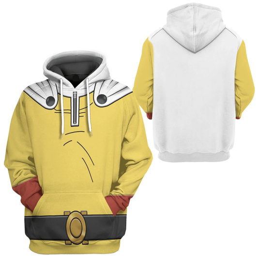 One Punch Man Hoodie Saitama One Punch Man Costume T-shirt White Yellow Unisex Adults New Release