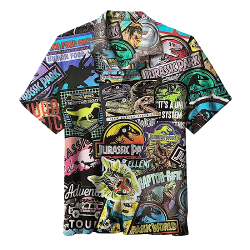 NoClaws Jurassic Park Hawaiian Shirt Jurassic Park Stickers Pattern Hawaii Shirt Jurassic Park Aloha Shirt