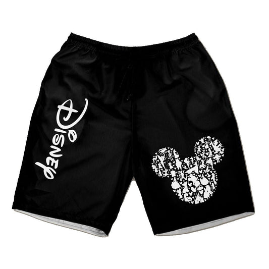 Disney Shorts Disney Characters Silhouette Mouse Head Beach Shorts Black White