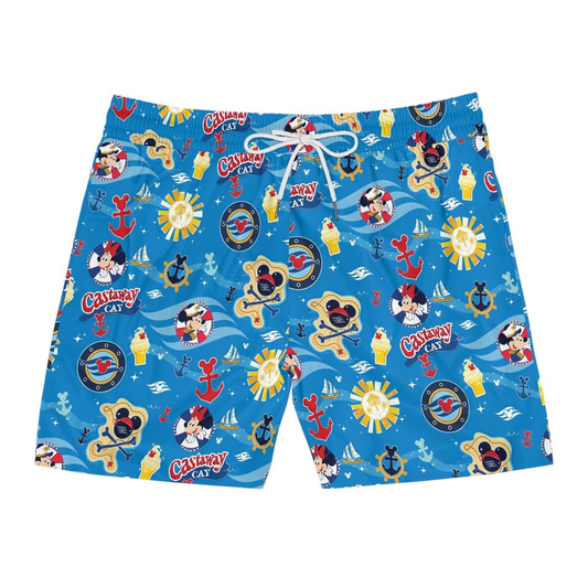 Disney Shorts Disney Castaway Cay Mickey Mouse Pattern Beach Shorts Blue