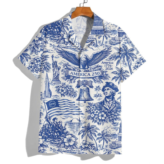America 250 Hawaii Shirt Patriotic USA Eagle 1776-2026 Aloha Shirt