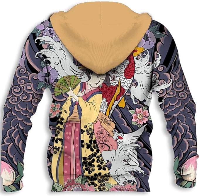 Japan Hoodie Japanese Lotus Cherry Blossom Tattoo Hoodie T-shirt Japan