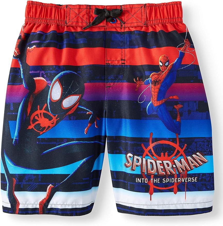 Spiderman Shorts Spiderman Into the Spider-Verse Beach Shorts Blue Red